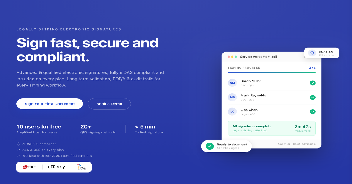 Qes Sign Legally Binding eSignatures | QES and AES | swipesign